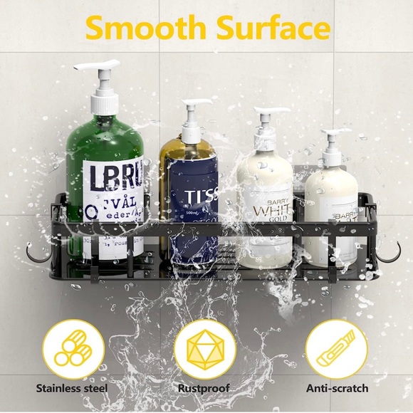 2 Pack Multifunctional Shower Caddy Organizer Bathroom Kitchen Shelves Black NEW - Picture 4 of 14